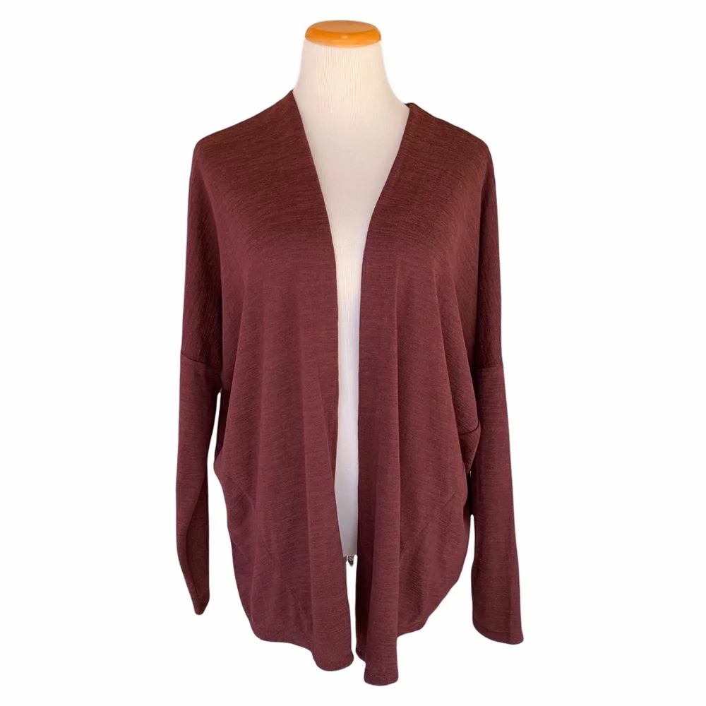 Lole Open Front Cardigan Maroon L